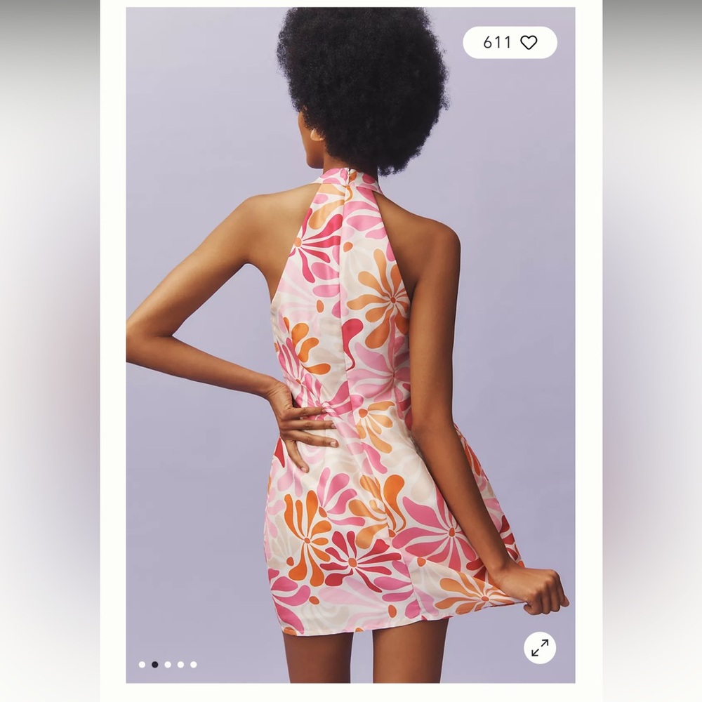 Hutch x Anthropologie Abstract Floral Jones Mini Halter Dress Large - Picture 2 of 10